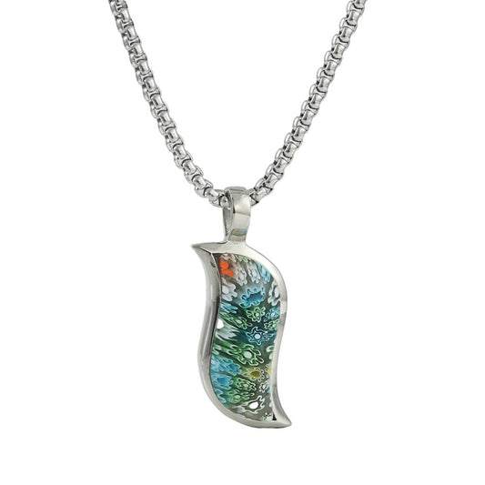 European And American Stainless Steel Glazed Pendant Necklace
