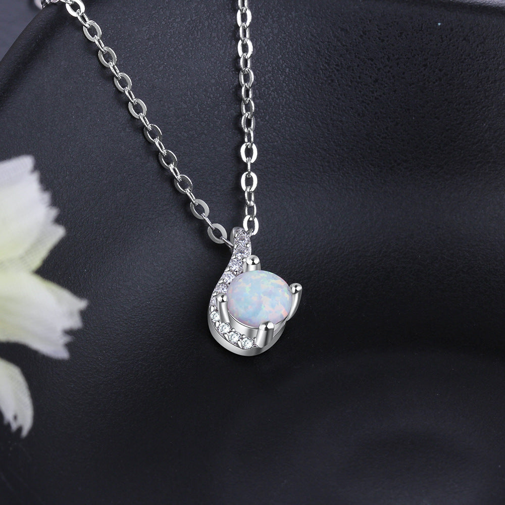 Planderful Jewelry Sterling Silver Opal Necklace