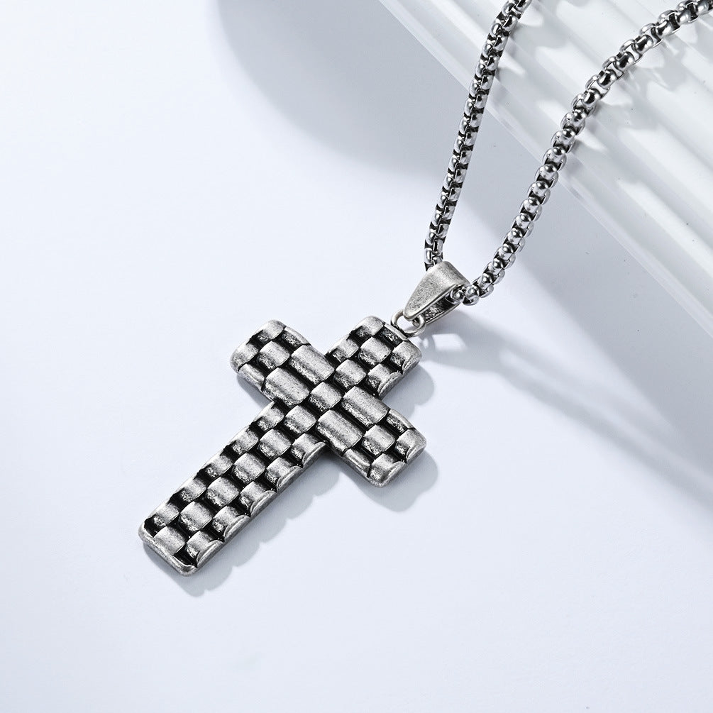 Planderful Titanium Steel Cross Necklace For Men Vintage Hipster Pendant Durable Everyday Genie Collection