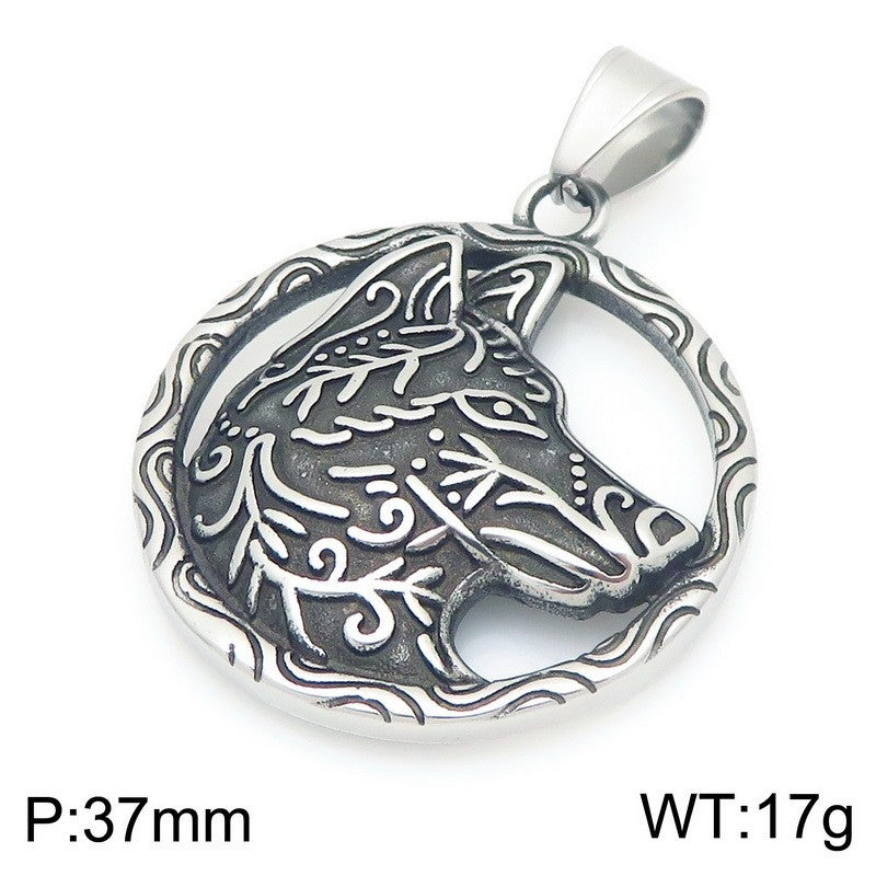 Planderful Double Sided Viking Wolf Pendant Men Personalize