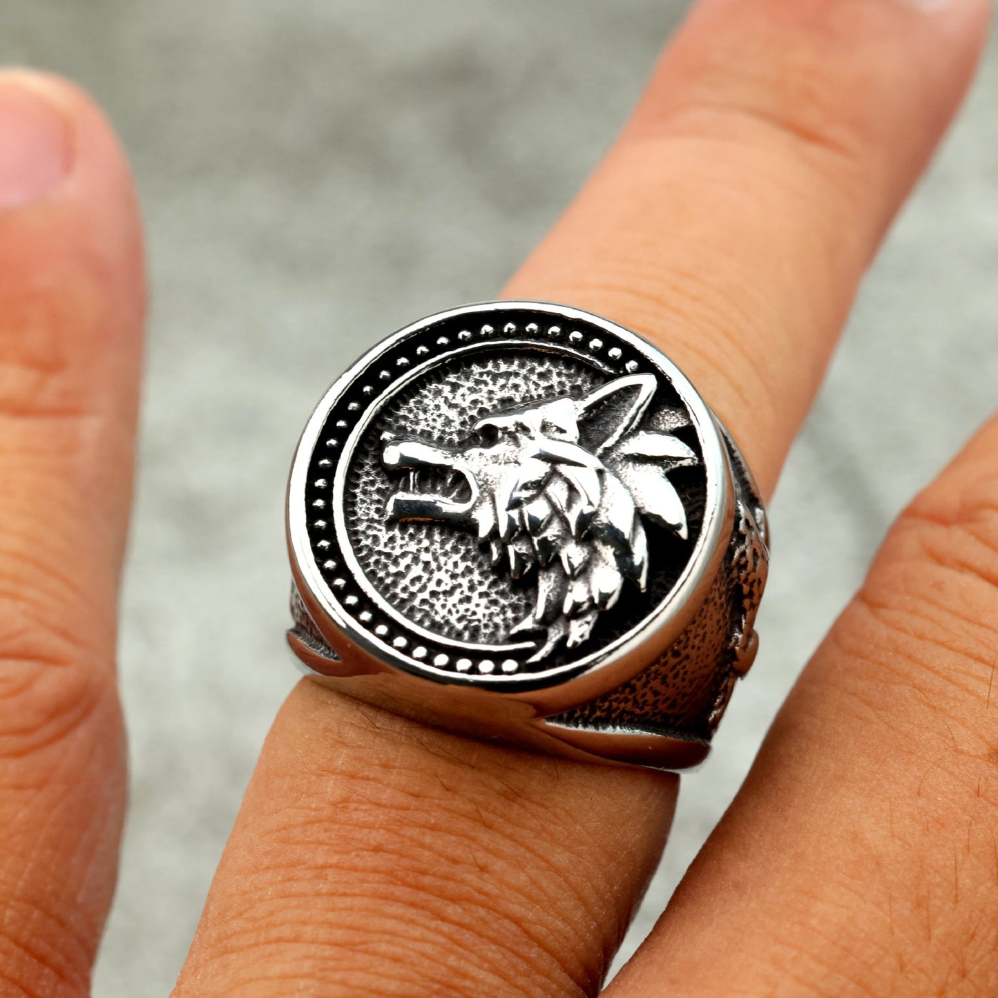 Planderful Viking Wolf Head Ring For Men Solid Stainless Steel Odin Mount Bold Retro European American Style