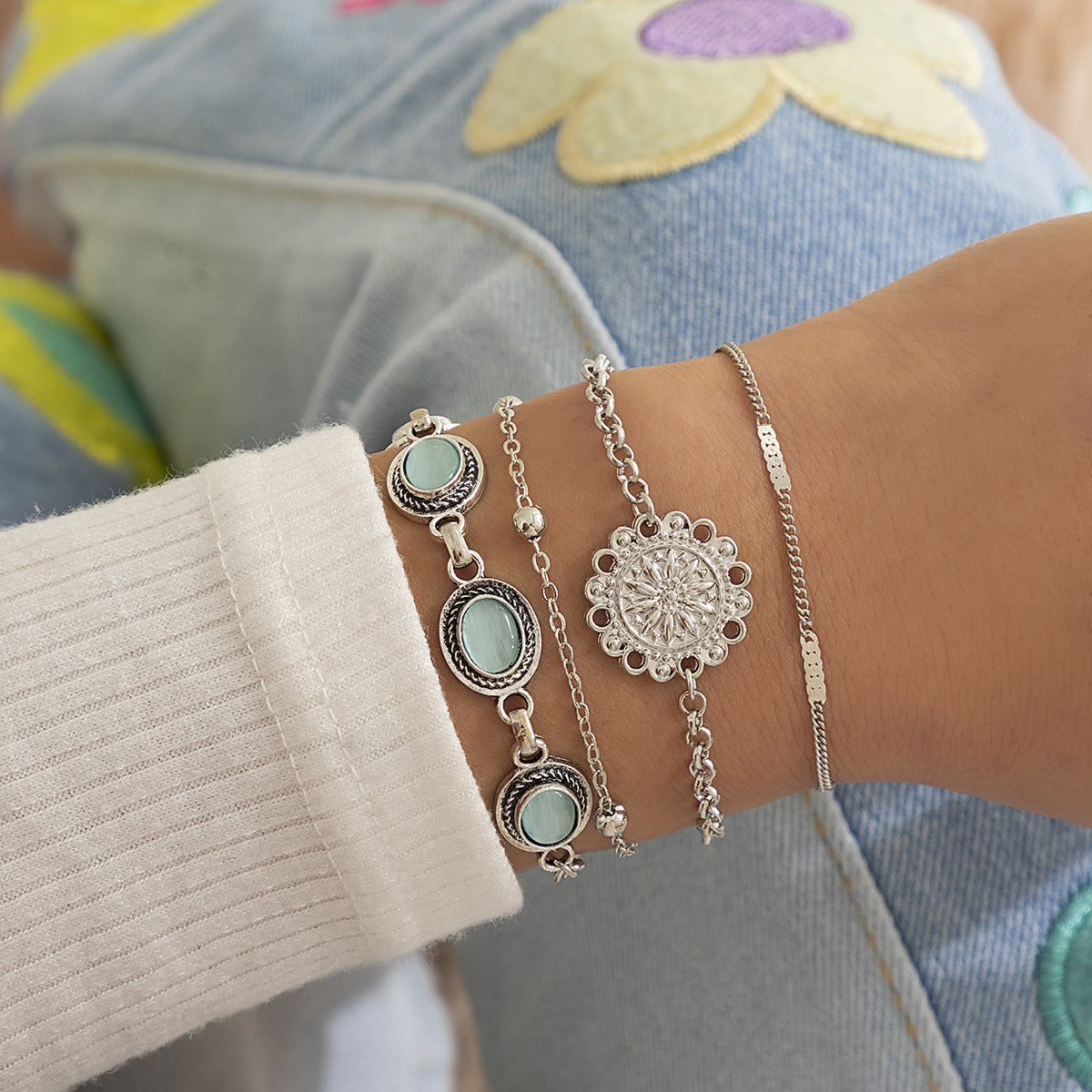 Planderful Collection Vienna Verve Opal Bead Fine Chain Bracelet For Modern Women Vintage Inspired Statement Jewelry