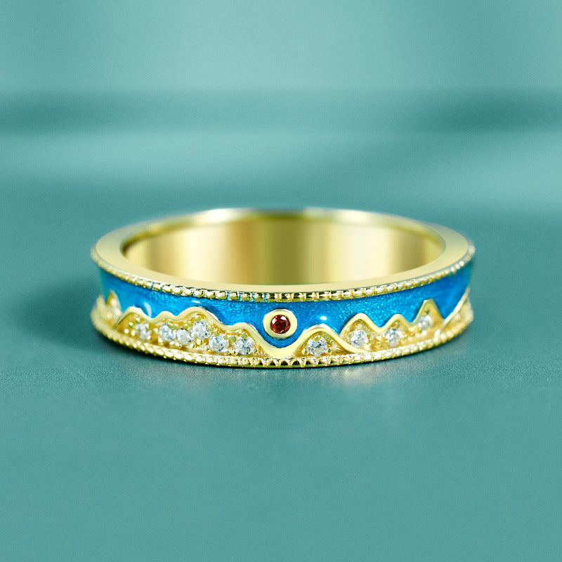 Original Thousand Miles of Jiangshan 925 Luxury Ring Female Dunhuang Style