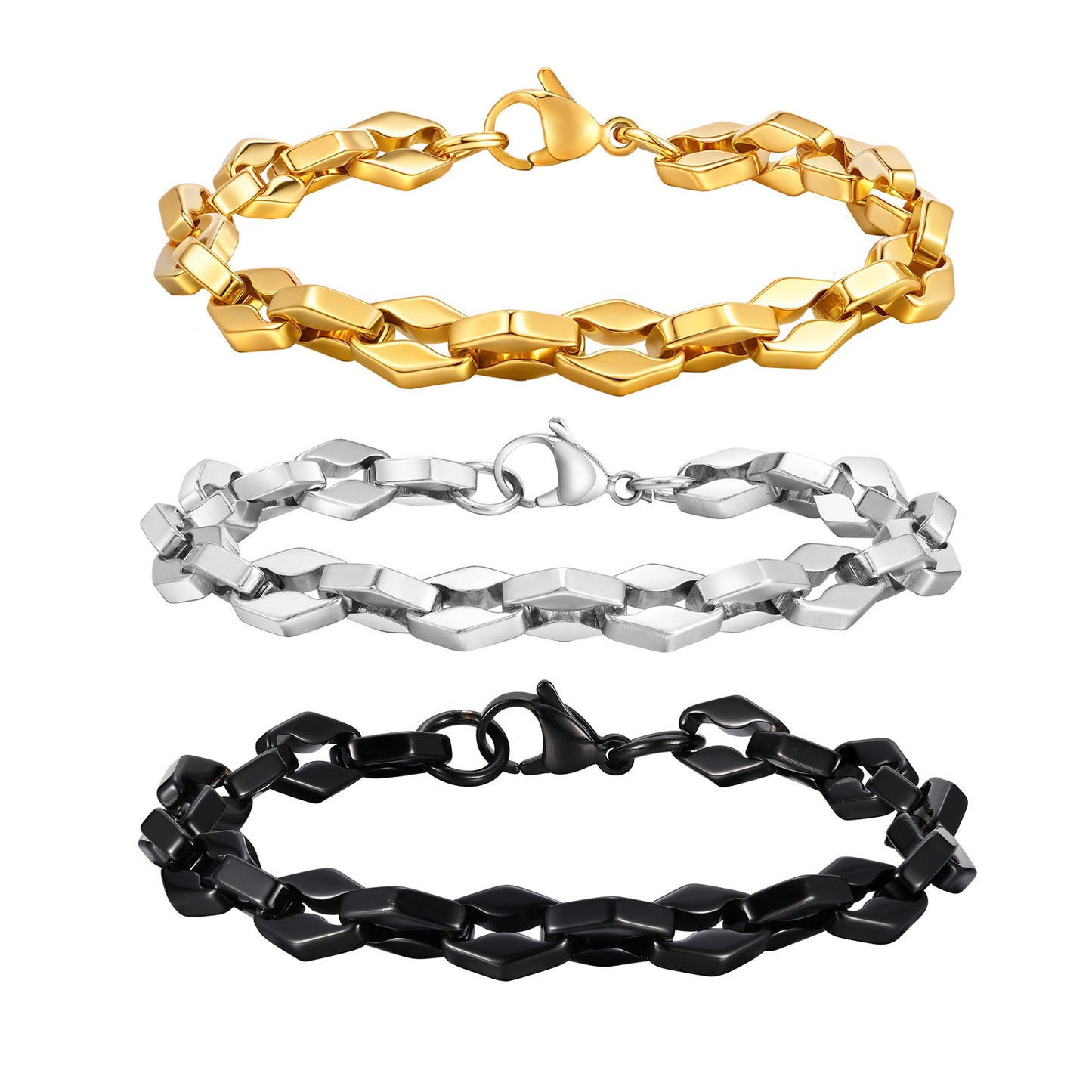 Planderful Hip Hop Lip Chain Stainless Steel Bracelet Men