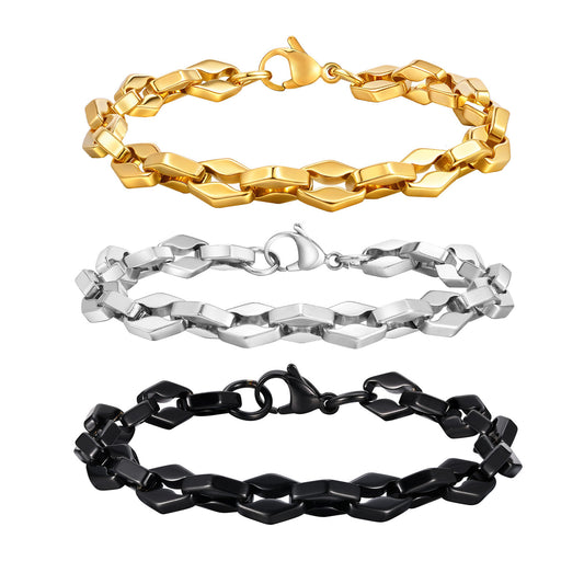 Planderful Hip Hop Lip Chain Stainless Steel Bracelet Men