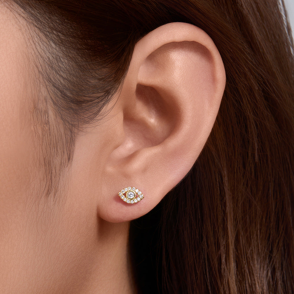 925 Sterling Silver Devil's Eye Earrings Micro-Inlaid Zircon Eye Stud