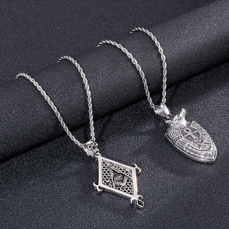 Men's Titanium Steel Pendant with Hollow Skull Design - European & American Style