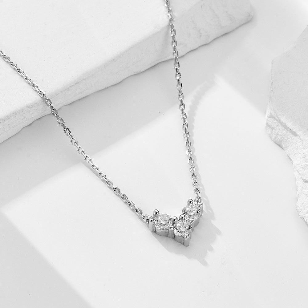 S925 Sterling Silver Mini Zircon Love Necklace for Women