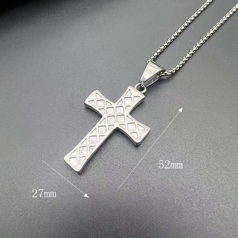 Planderful Everyday Genie Hip Hop Cross Pendant Necklace Titanium Steel Gold Plated Rhinestone For Fans