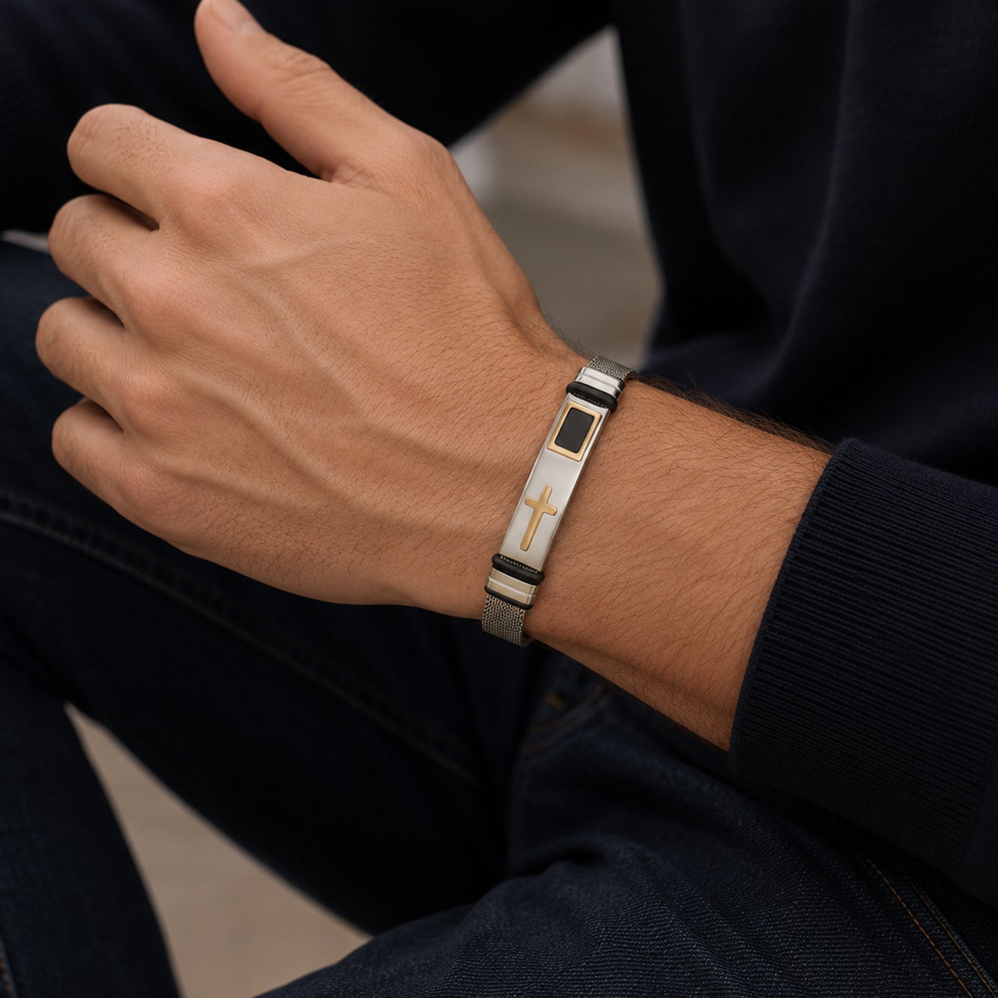 Stainless Steel Cross Bracelet Adjustable Unisex Premium Jewelry By Planderful Everyday Genie For Men And Women