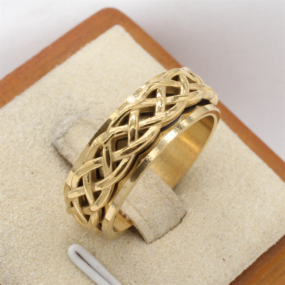Titanium Steel Ring Rotatable Woven Design For Men And Unisex By Planderful Premium Durable