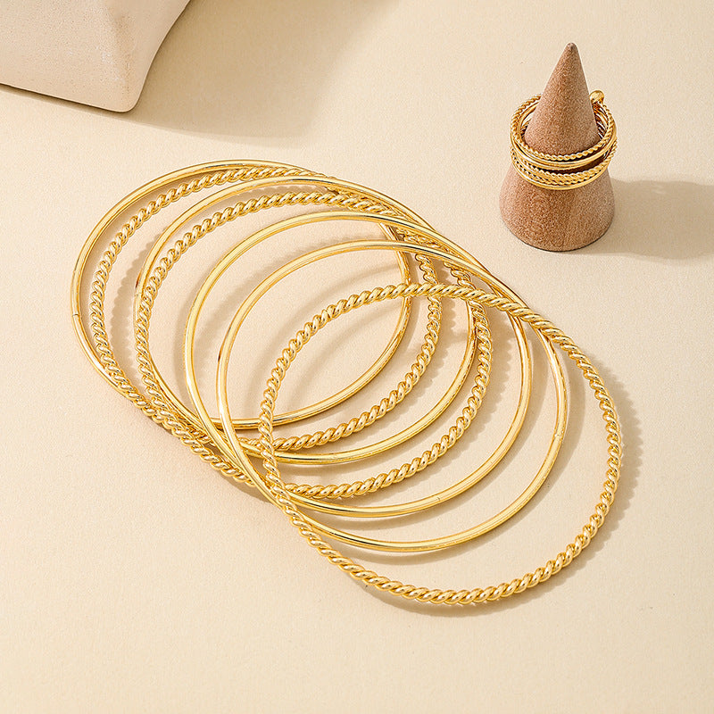 Metal Multi-Layer Bracelet Ring Set for Women by Planderful