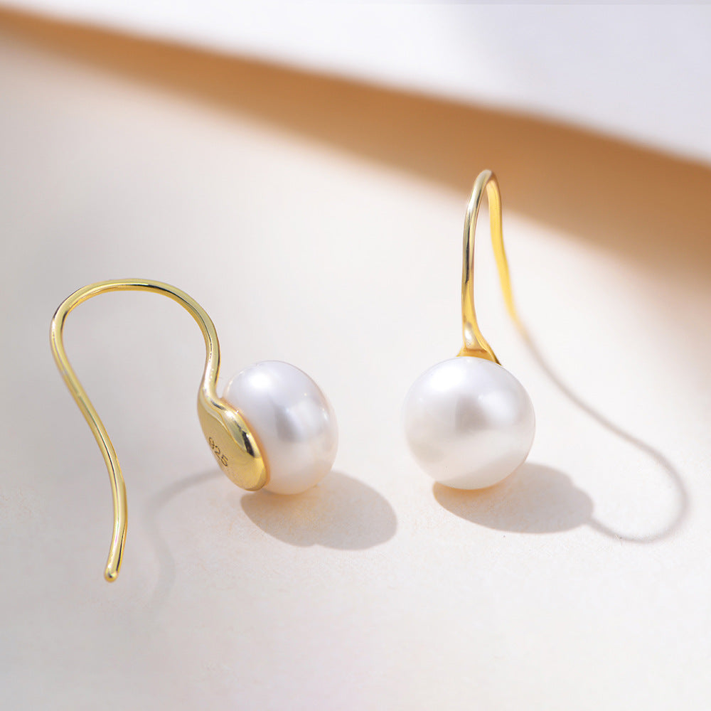 Planderful Natural Freshwater Pearl Earrings For Women Sterling Silver S925 French Hook Classic Minimalist Design