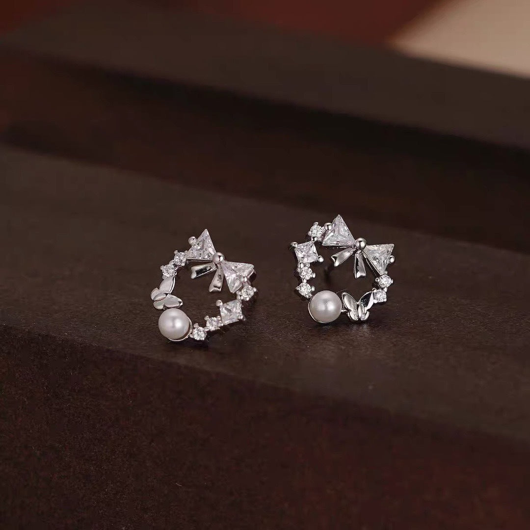 Butterfly Pearl 925 Sterling Silver Women's Earrings