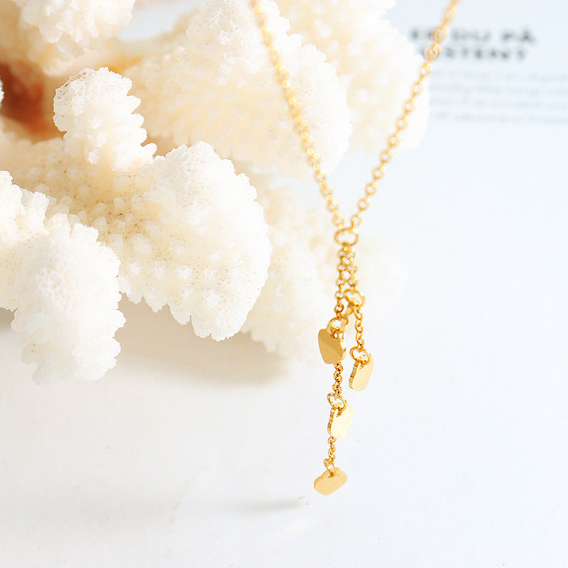 Golden Heart Tassel Pendant Necklace - Fashion Jewelry for Women