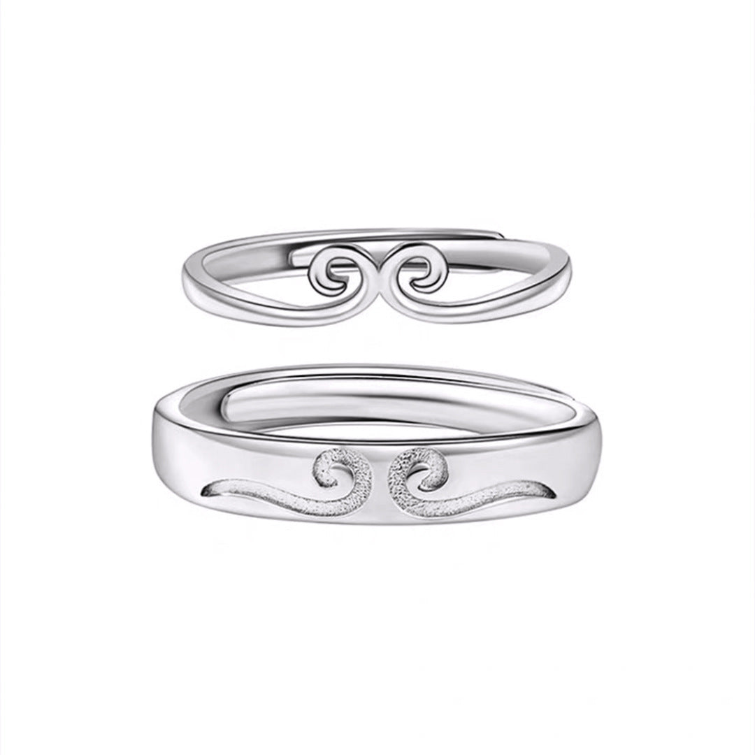 Sterling Silver Black Myth Wukong Couple Ring — Adjustable