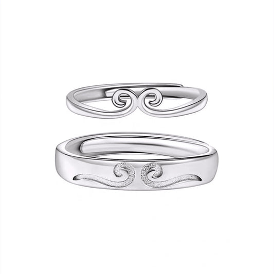 Sterling Silver Black Myth Wukong Couple Ring — Adjustable
