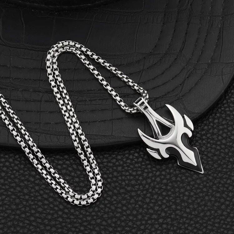 Planderful Jewelry Gothic Cross Necklace Steel Pendant Vintage Flame Anchor Style