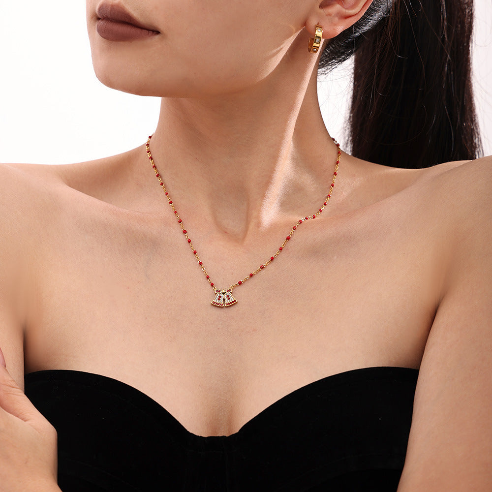 Planderful Elk Zircon Necklace Ladies Stainless Steel Gift