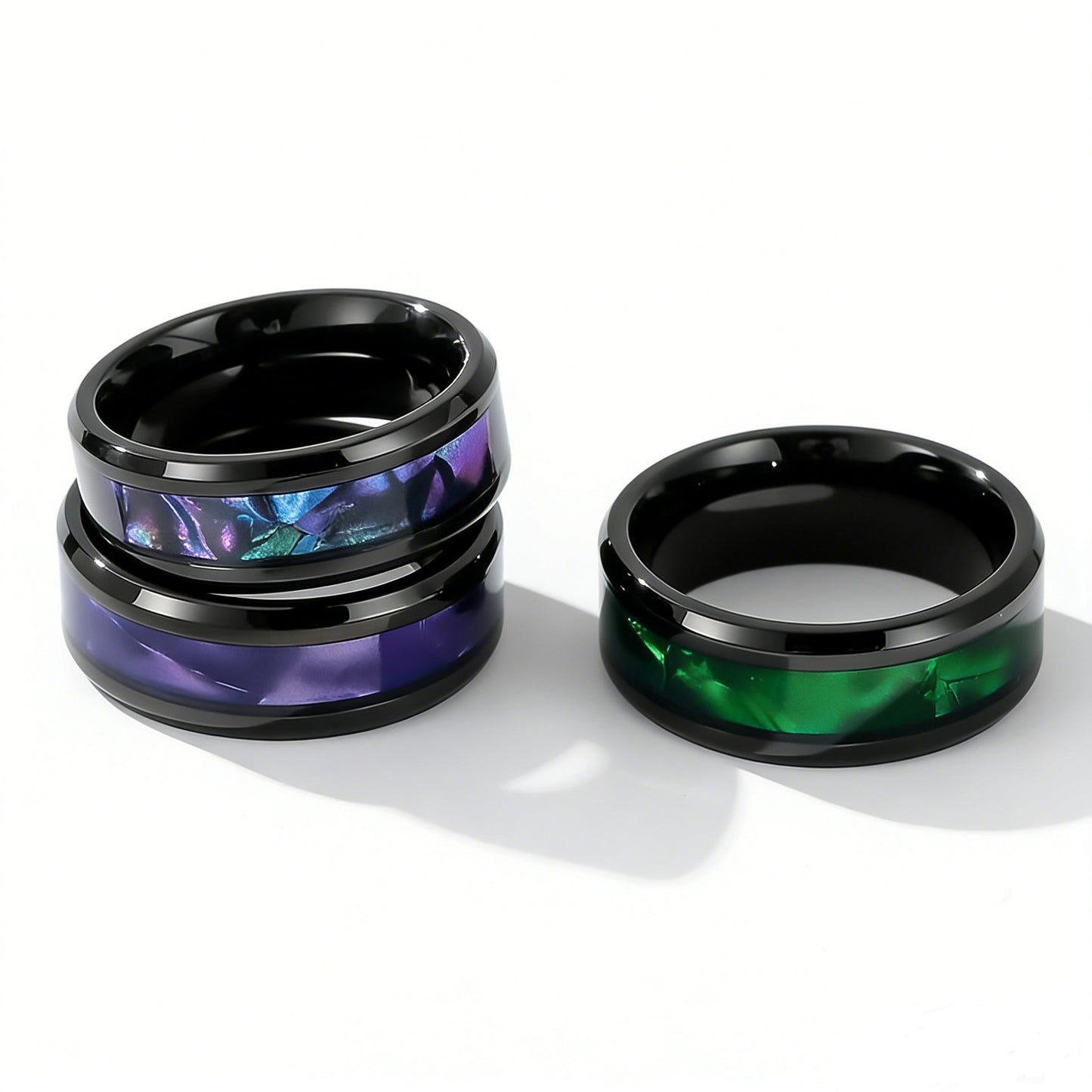 Planderful Titanium Steel Ring For Men Black Patch Hipster Fashion Nightclub Jewelry