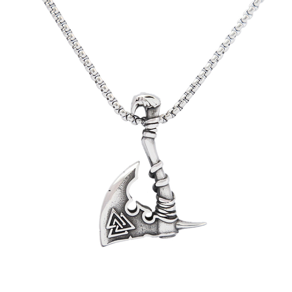 European and American Stainless Steel Viking Axe Necklace