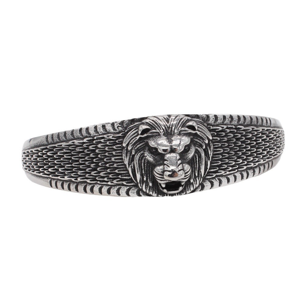 Planderful Titanium Steel Unisex Bracelet With Lion Head Owl Motif For Men And Women Premium Retro Statement Jewelry