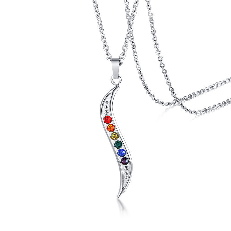 Stainless Steel Rhinestone Color Pendant S Shape Wind Women's Pendant Necklace