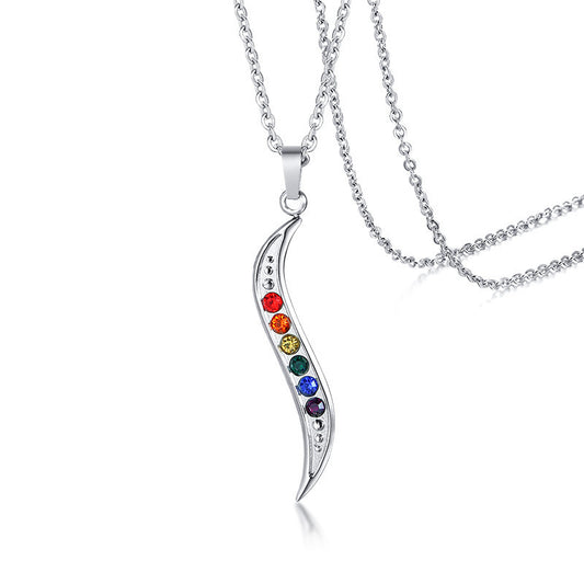 Stainless Steel Rhinestone Color Pendant S Shape Wind Women's Pendant Necklace