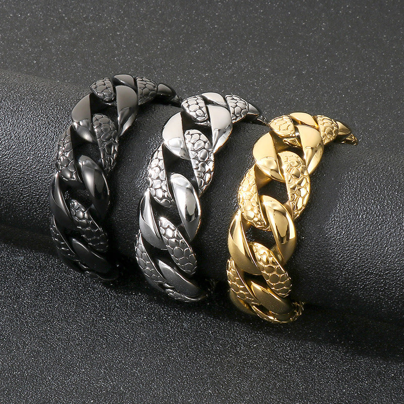 Planderful Bold Cuban Chain Bracelet For Men Titanium Thick