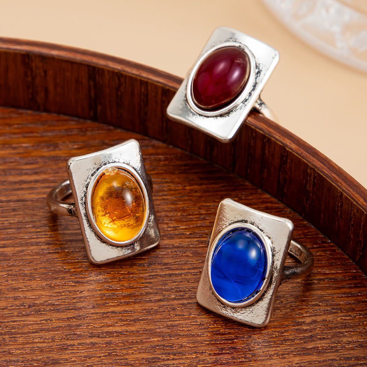 Planderful Vienna Verve Personalized Geometric Ring With Opening Colorful Faceted Zircon For Fashion Forward Women
