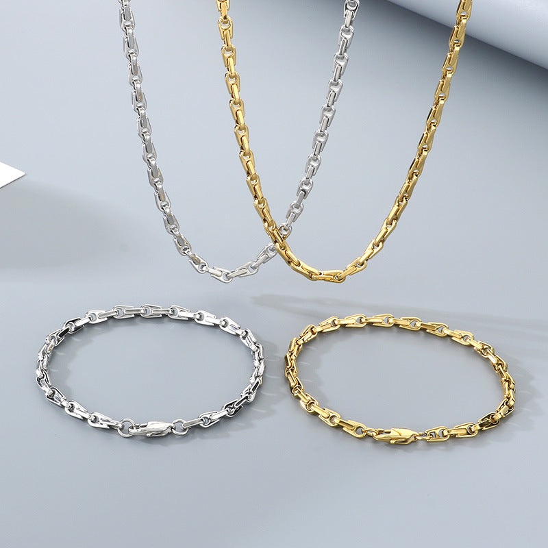 Japan Korea Fashion Melon Seed Chain Bracelet Necklace Set