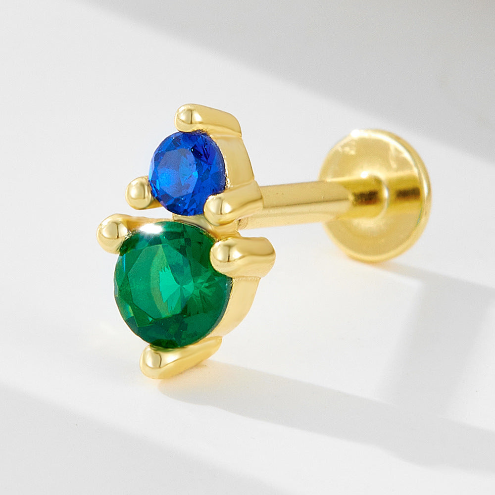 Planderful S925 Sterling Silver Zircon Earrings Elegant Colorful Studs For Women Everyday Versatile Gift