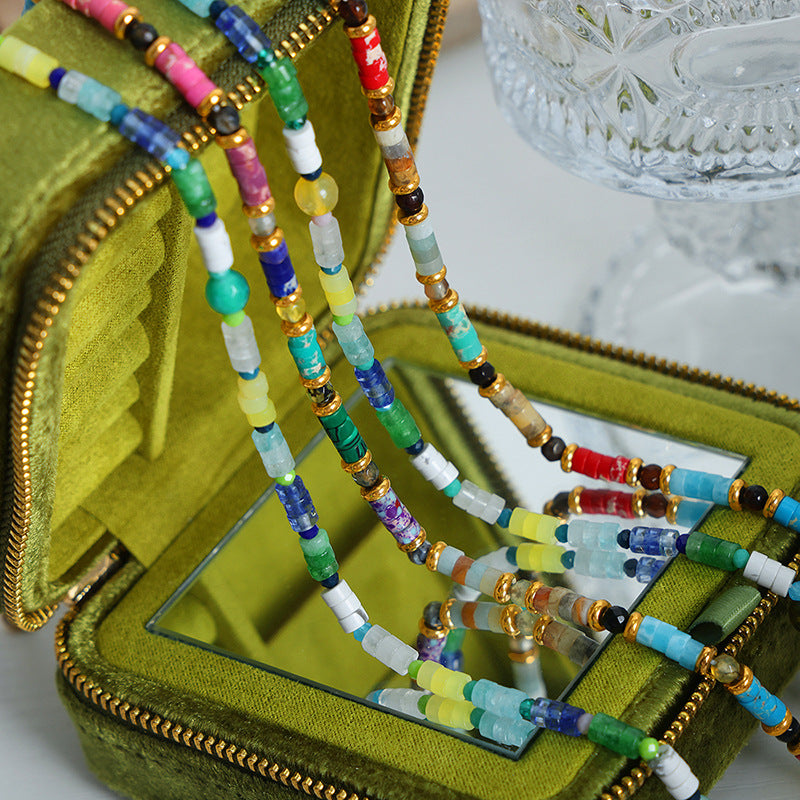 Bohemian Gemstone Handmade Necklace with Cross-Border Design for Women