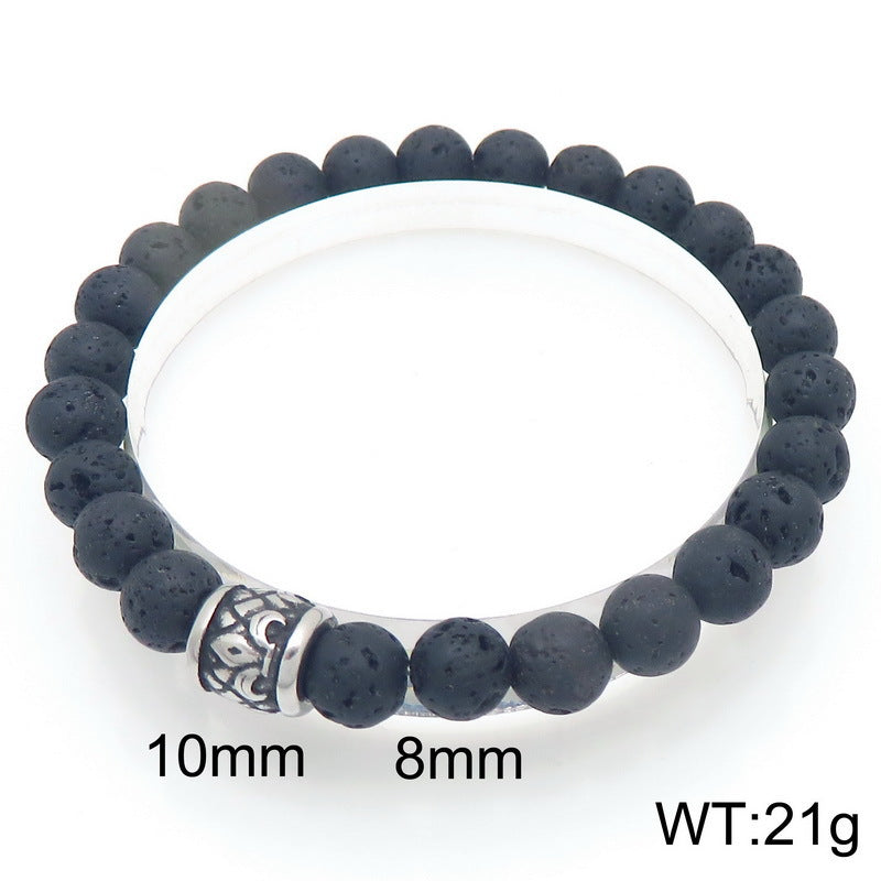 Planderful Genie Beaded Volcanic Stone Men Bracelet
