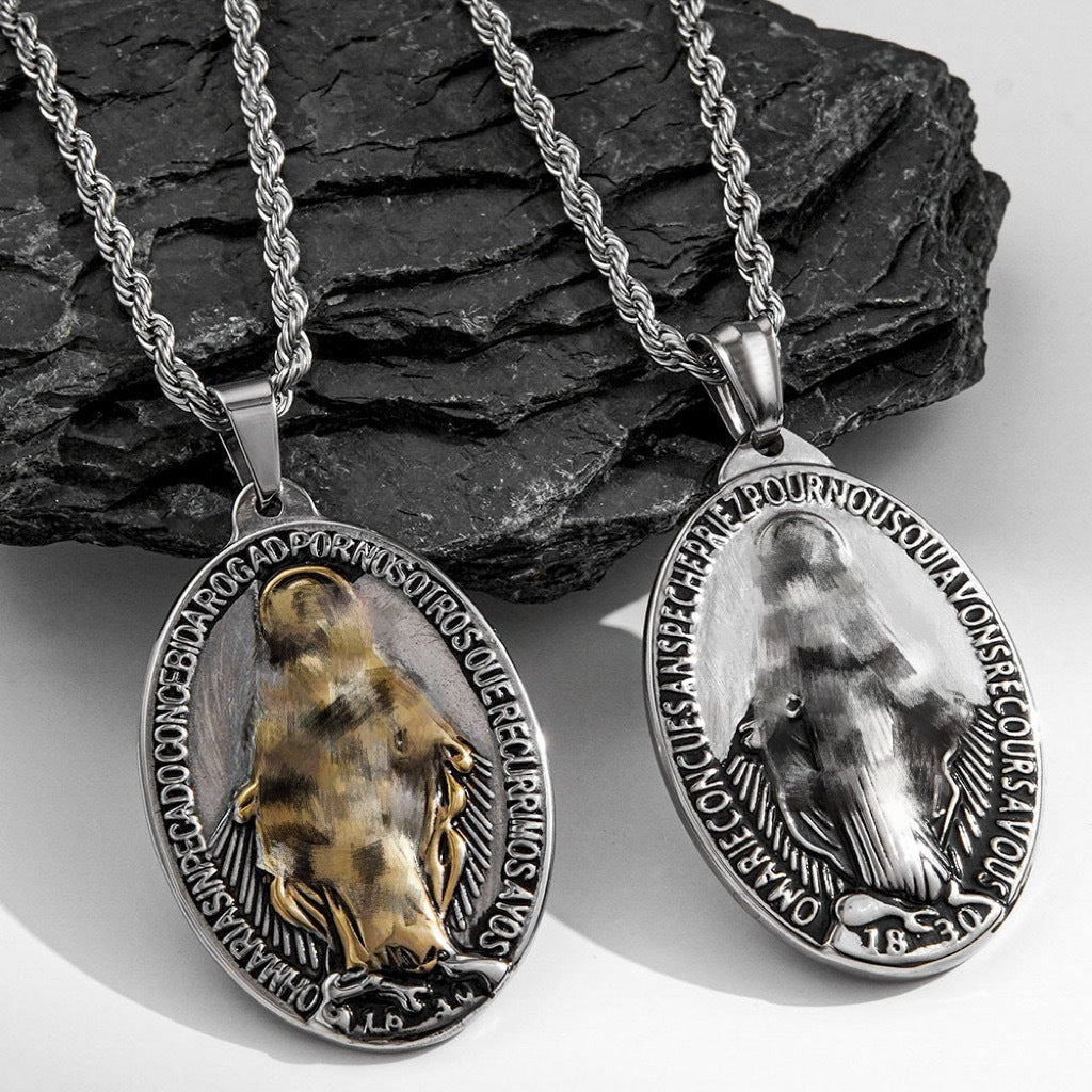 Totem Santa Maria stainless steel vintage jewelry European and American men's and women's titanium steel necklace hip-hop jewelry