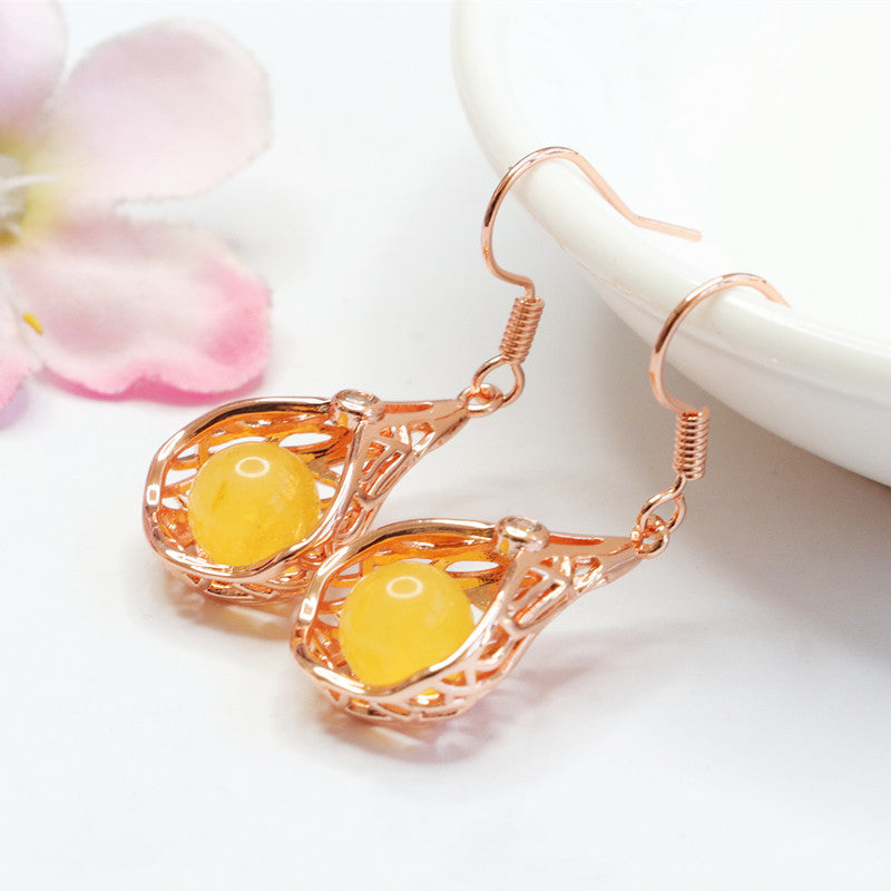 Beeswax Amber Swing Drop Earrings