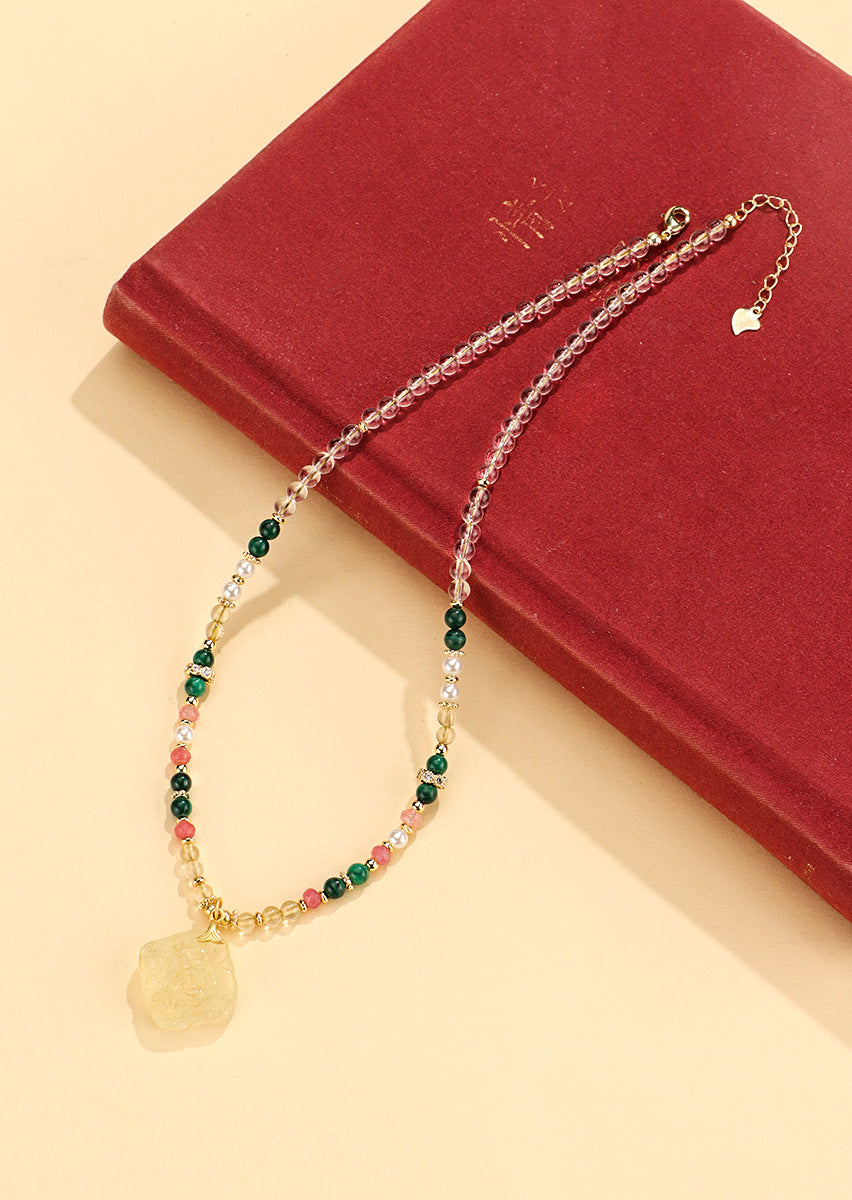 Aquamarine Crystal Pendant Necklace