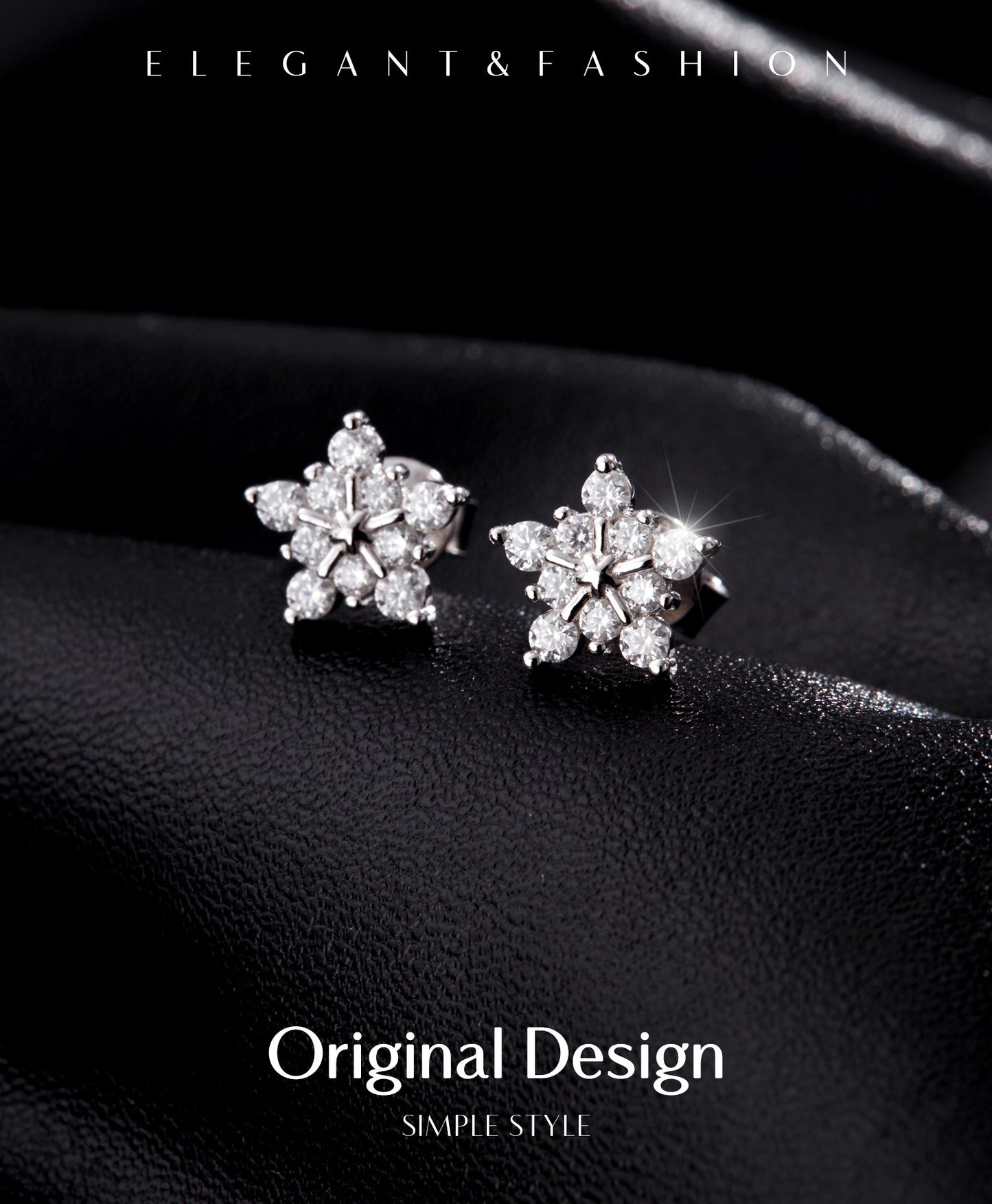 Planderful Moissanite Sparkling Earrings – Elegant Christmas Snowflake Design