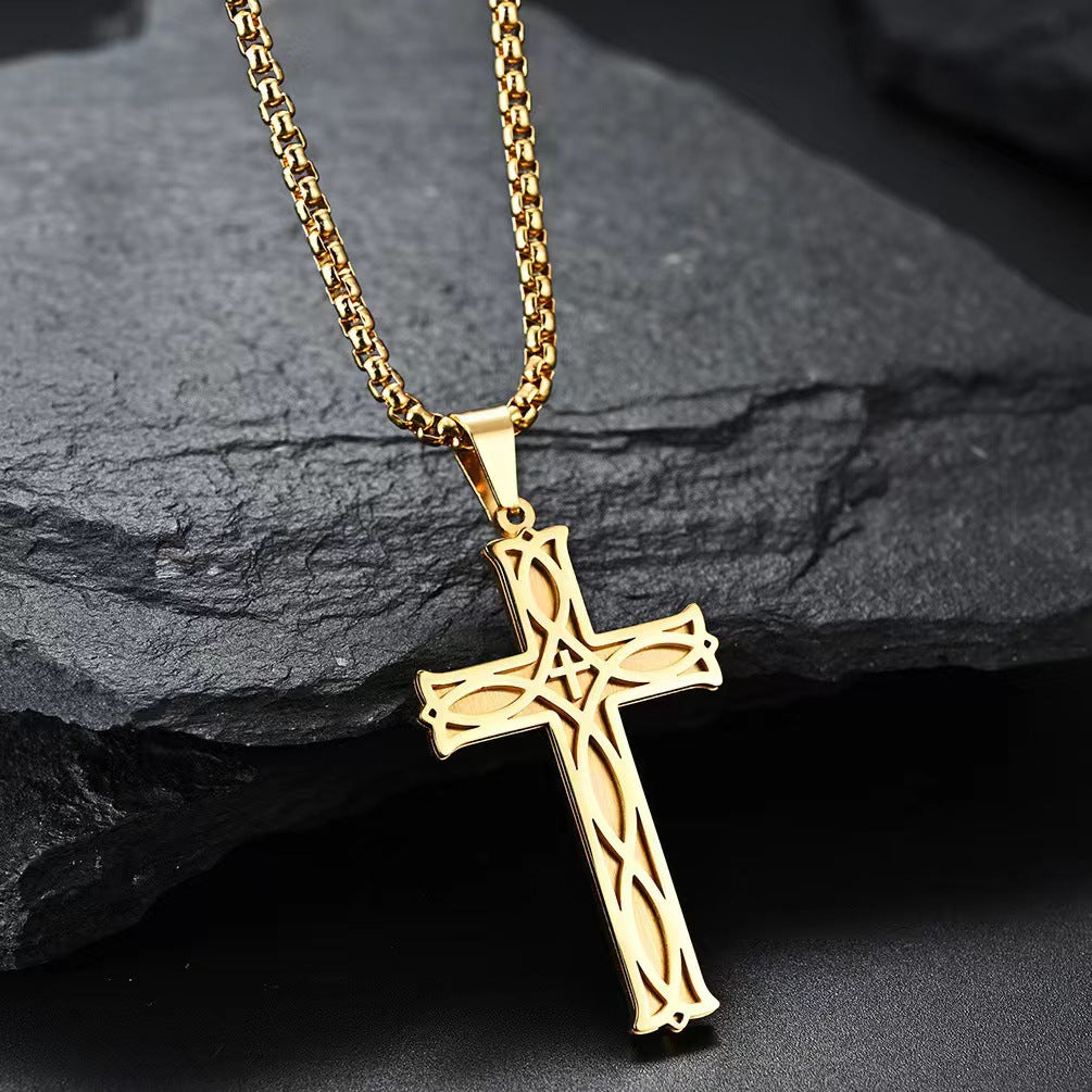Planderful Irish Knot Cross Necklace Titanium Steel Unisex Durable Simple Trendy Pendant For Men And Women