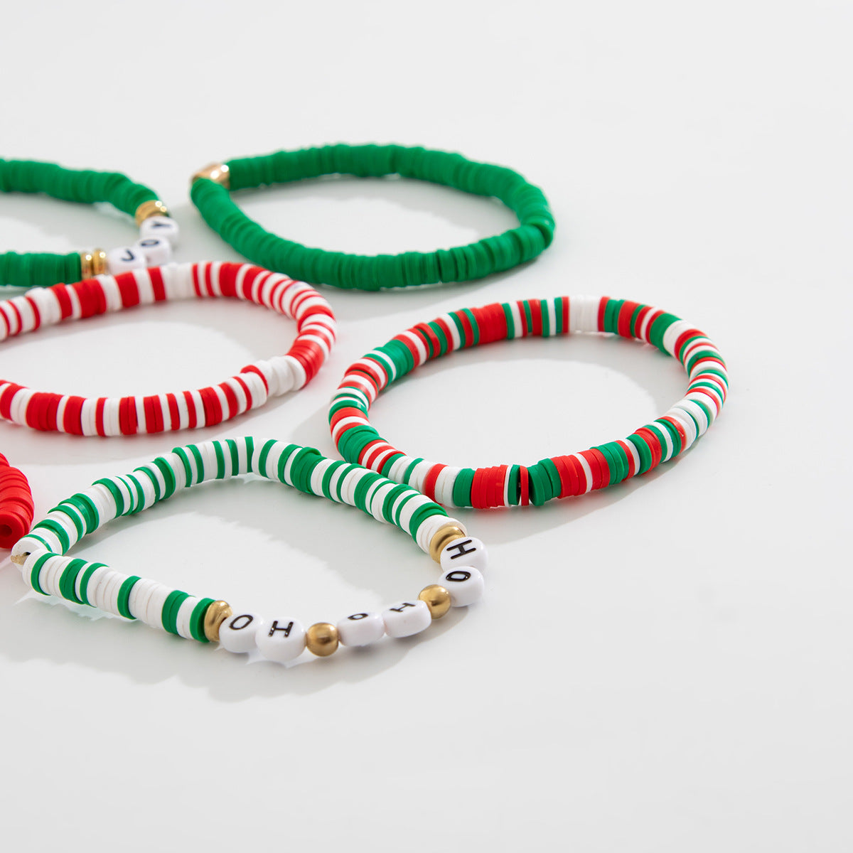 Planderful Vienna Verve Christmas Elk Pottery Bracelet For Holiday Gifts Elastic Letter Jewelry Set