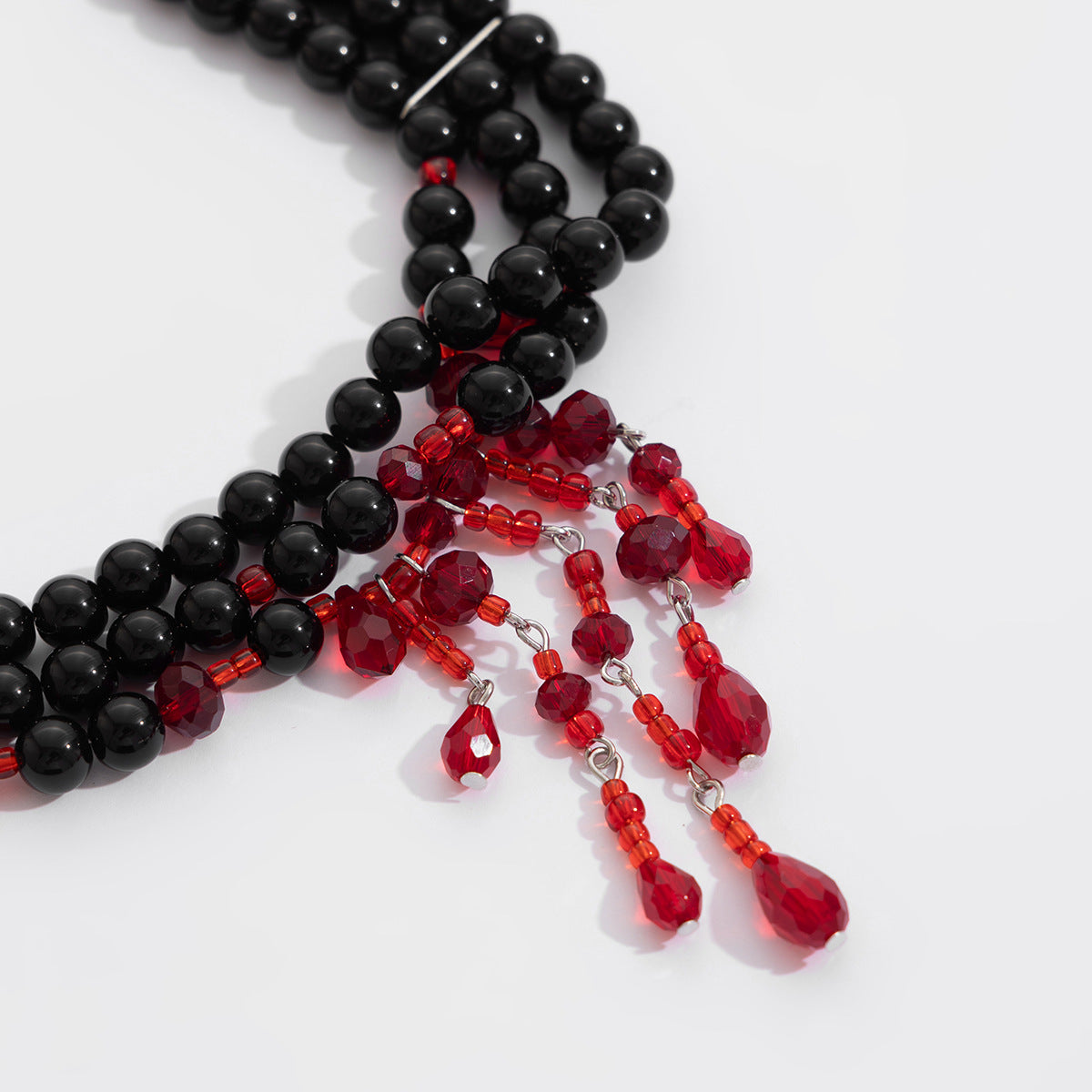 Gothic Pearl Heart Blood-Drip Layered Necklace