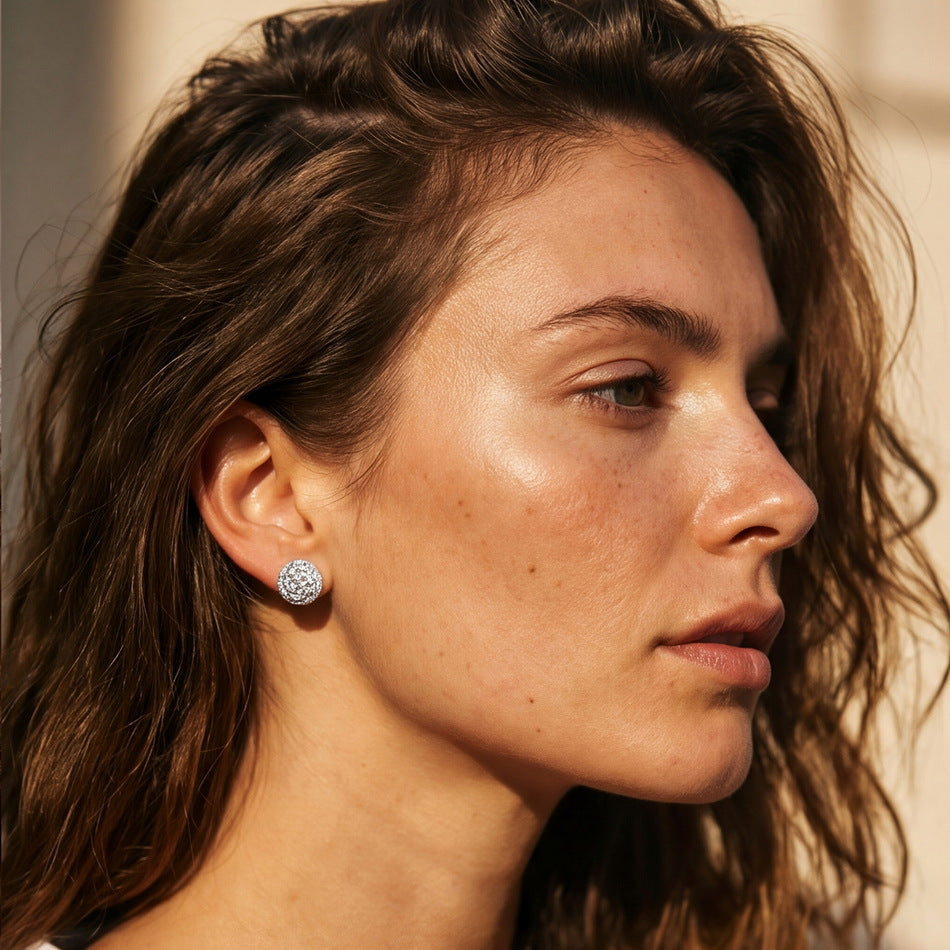 S925 Sterling Silver Moissanite Round 5.5 × 5.5 mm Stud Earrings