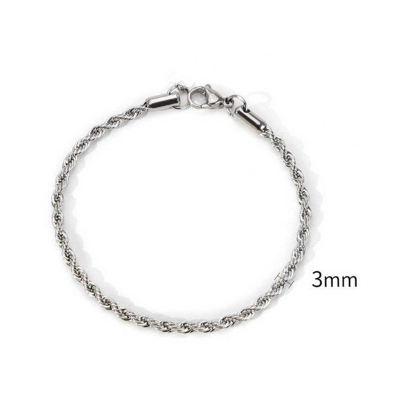 Planderful Jewelry Gold Twist Chain Bracelet In Titanium Steel Water Ripple Finish