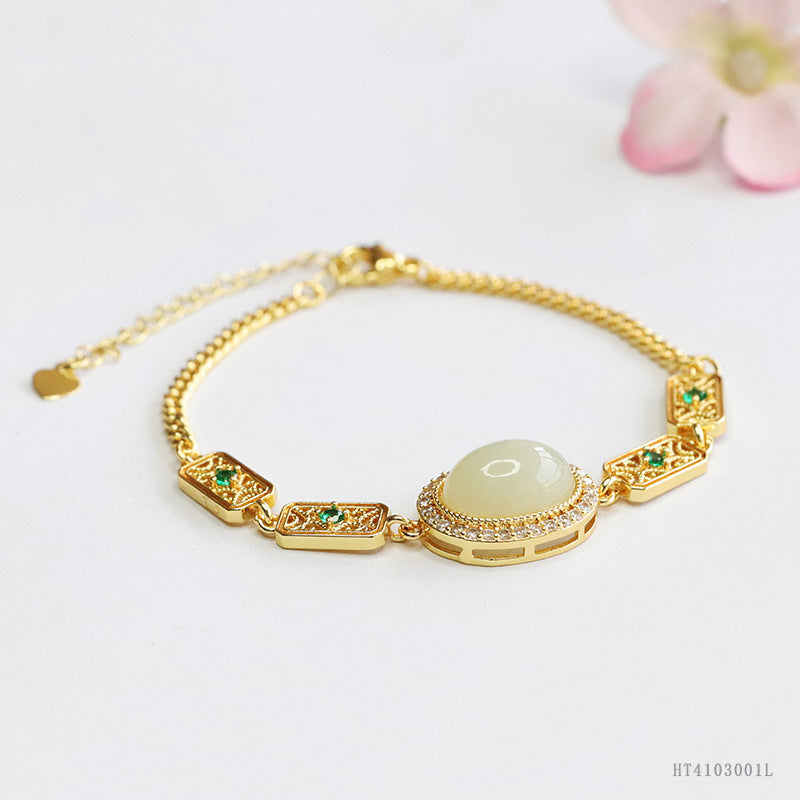 Hetian Jade Filigree Square Bracelet