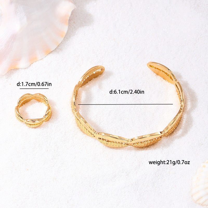 Personalized Marine Elements Bracelet and Ring Set for Women