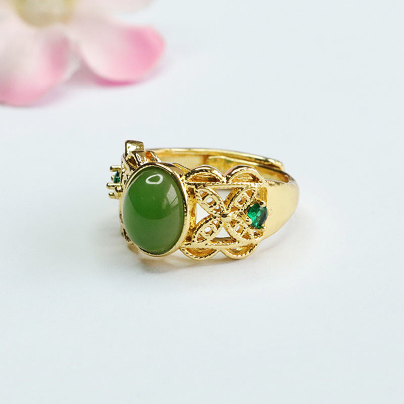 Fortune's Favor Hetian Jade Hollow Butterfly Ring in Green Ethnically Styled