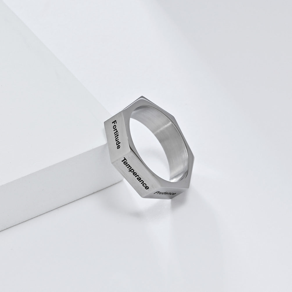 Steel Ring - Statement Genderless Everyday Genie Collection Inspired by Seven Deadly Sins and Virtues - Planderful