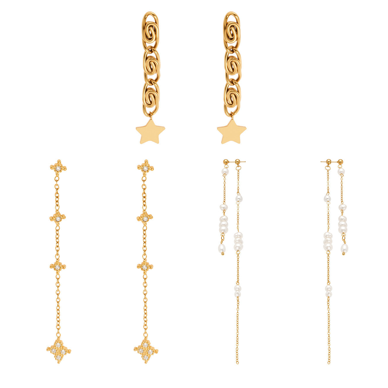 Planderful Long Fringed Earrings Star Pendant For Everyday