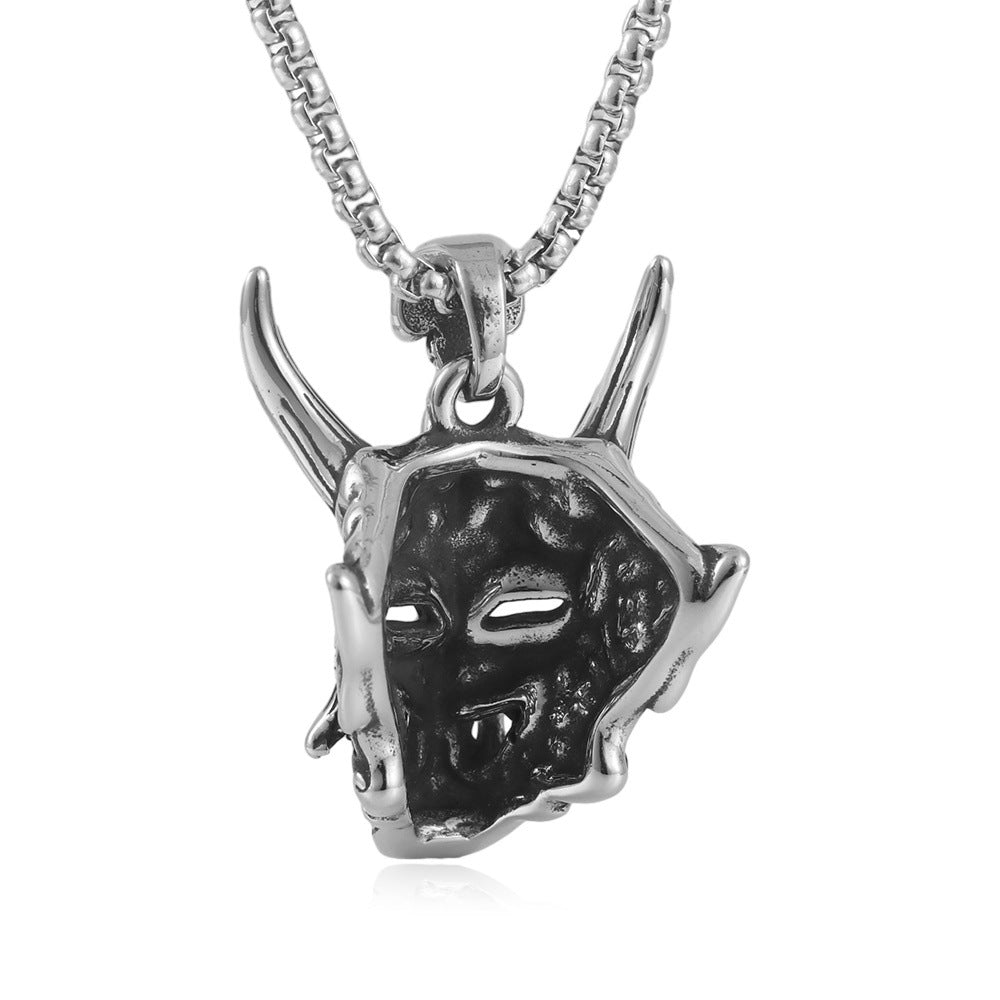 European And American Stainless Steel Cow Ghost Mask Pendant