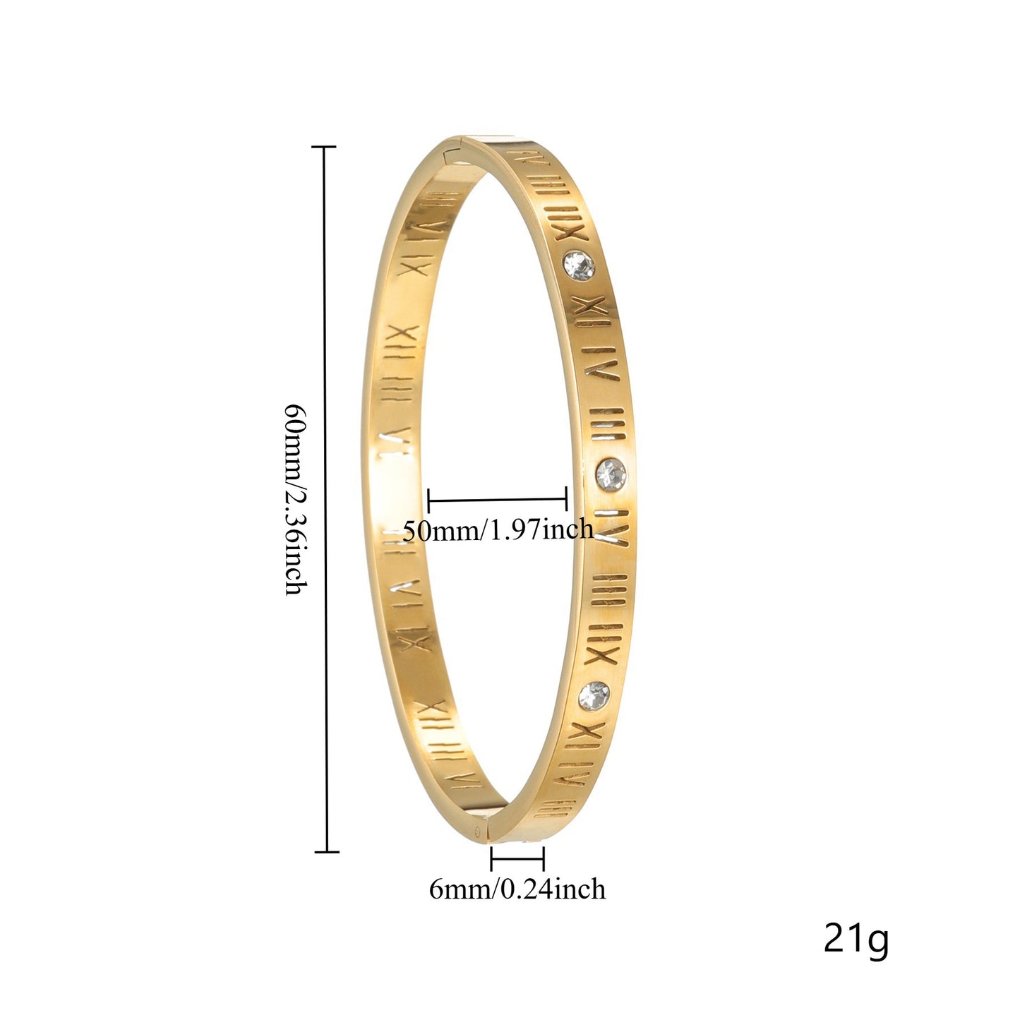 Planderful Roman Numeral Bracelet Titanium Steel 6mm Hollow Durable Unisex Fashion Accessory
